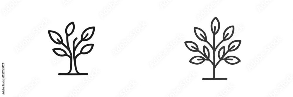 Poster Two simple line drawings of trees representing nature with distinct leaf arrangements, showcasing creativity and design styles