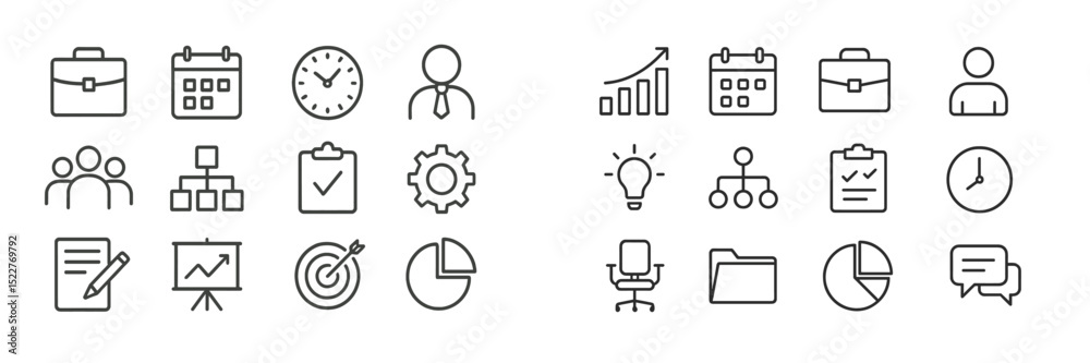 Fototapete Business icons representing various concepts in a minimalistic style suitable for presentations and digital design projects