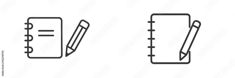 Poster Simple outline of a notebook and pencil highlighting creativity and organization in a minimalistic design
