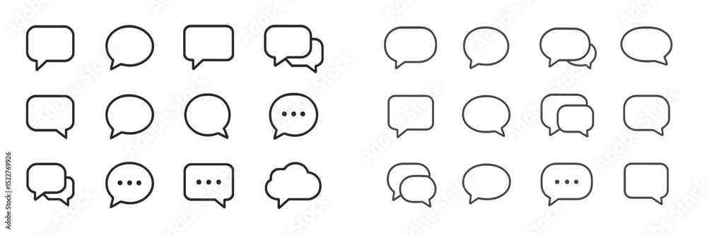 Fototapete Variety of speech bubbles for use in communication design showcasing different shapes and sizes on a clean background