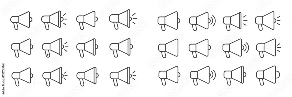 Leinwandbilder Set of simple outline loudspeaker icons suitable for various design projects and communication concepts