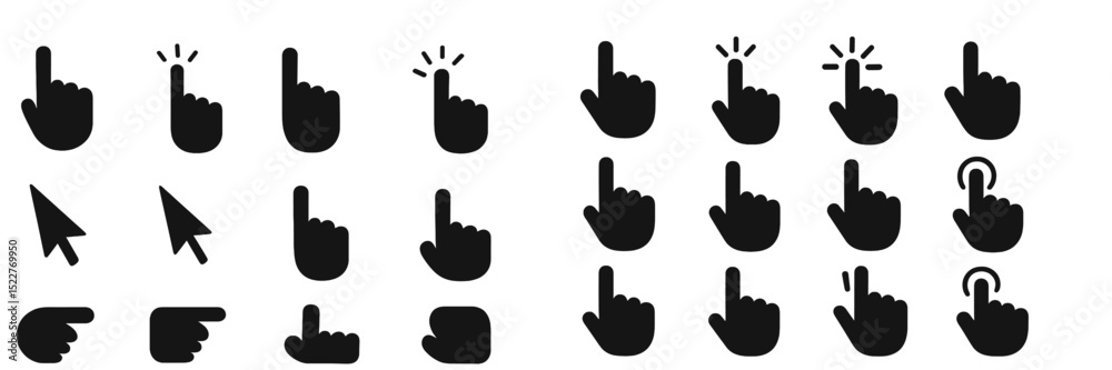 Fototapete Various hand icons showcasing gestures for interaction and emphasis in a modern digital design context
