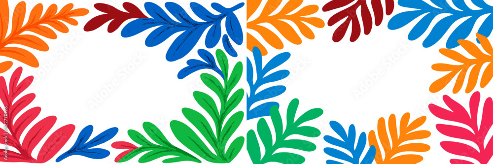 Aufkleber Colorful leaf patterns create a vibrant backdrop for art and design projects, complementing various creative themes in modern aesthetics
