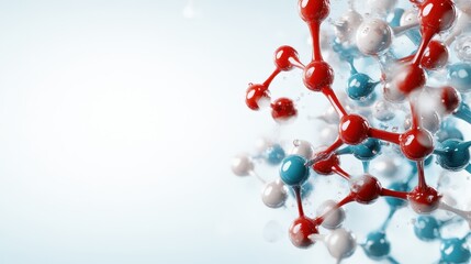 An intricate image illustrating a molecular structure composed of red and blue atoms, symbolizing the depth and complexity of science in a vibrant visual representation.