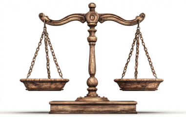 wooden balance scale, isolated on a transparent background with a clipping path