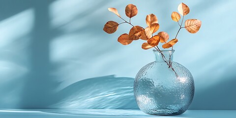 Serene Floral Arrangement in Glass Vase: Light Blue Aesthetic