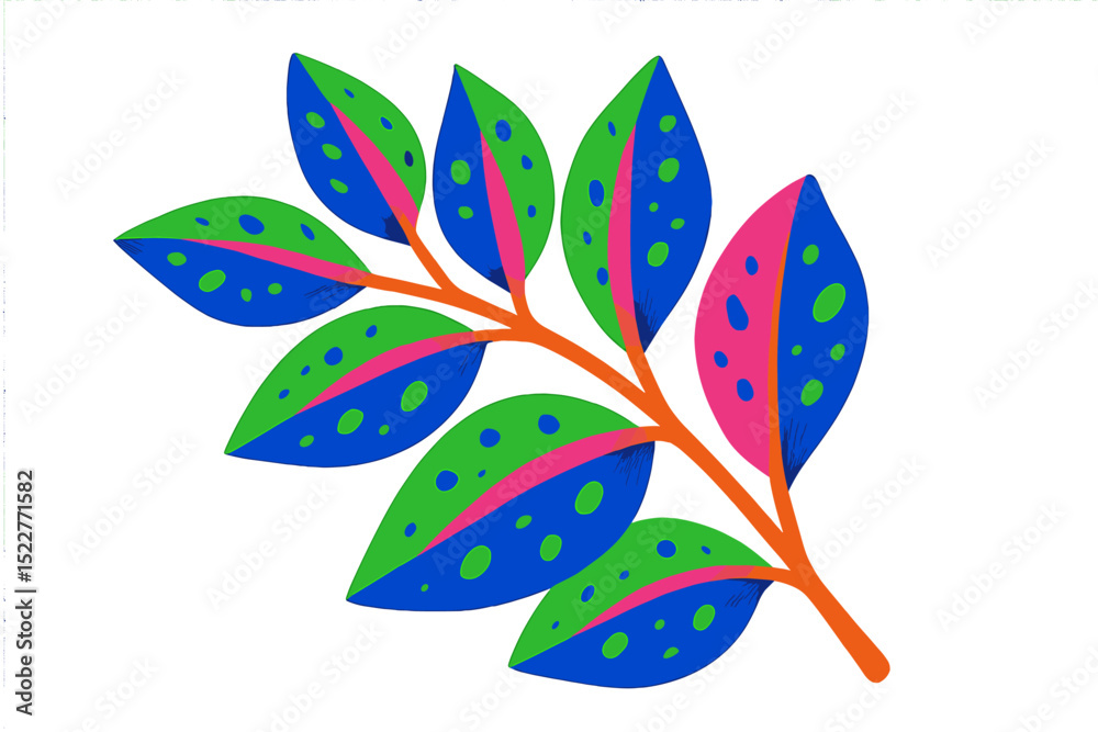 Aufkleber bright multicolored leaf design with vibrant shapes and patterns on a white background