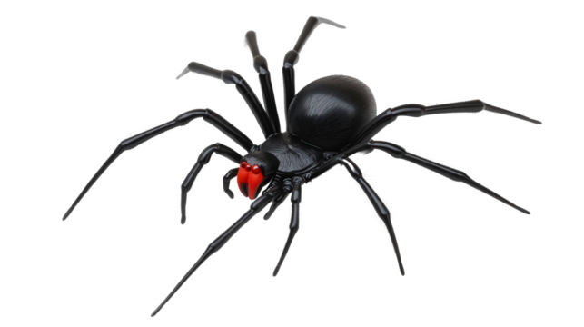 Black widow spider with red mark Transparent background, PNG file