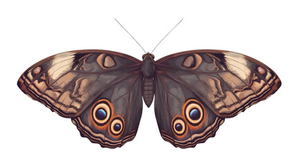 Blue morpho butterfly front view Transparent background, PNG file