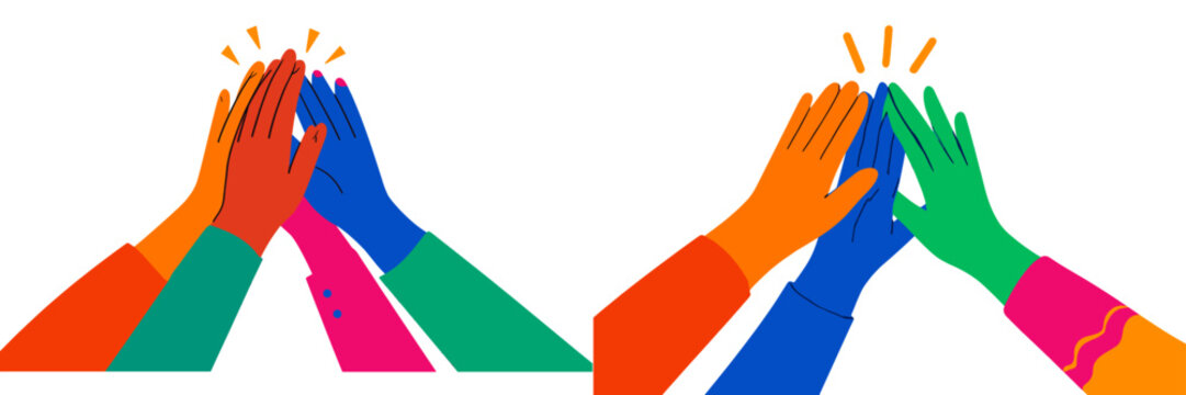 Diverse hands coming together in unity during a collaborative event in a vibrant setting celebrating teamwork and creativity