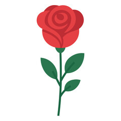 Red Rose Flower Icons – Flat Vector Illustration of Blooming Roses