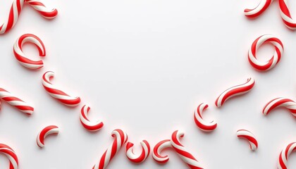 Red and white candy cane pieces arranged in a rhombus shape,  white,   sweet treat