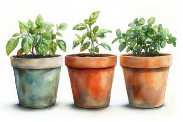 Obraz premium potted plants with green leaves.