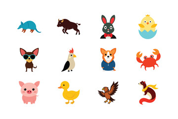 Adorable Cartoon Animals Cute Illustrations of Farm Animals, Pets, and Wildlife