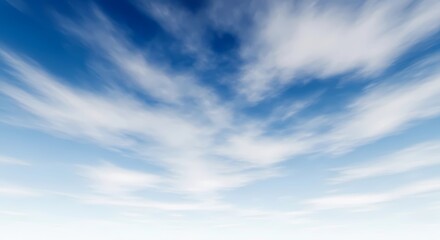 A daytime sky, showing wispy white clouds with a blue hue. The image shows varying cloud shapes and densities, highlighting a bright lower sky with soft natural daylight.