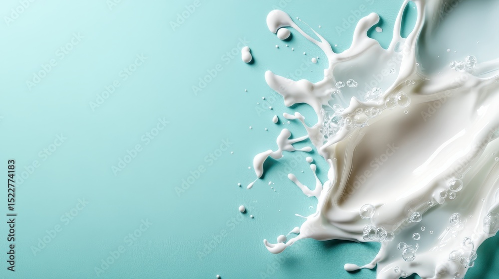 Wall mural an artistic representation of milk splashing, showcasing the dynamic movement and fluidity that capt
