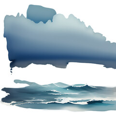 Seascape with cloudy sky and waves art