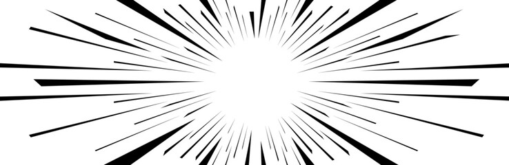 Obraz premium Comic book perspective lines with explosive action effects and speed motion. Flat vector illustration isolated on white background.