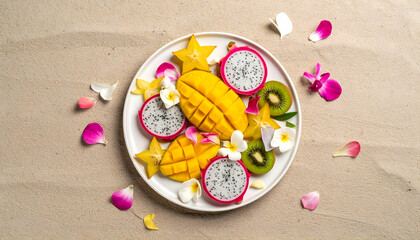 Tropical Fruit Salad on the Beach