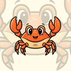 Vivid cartoon crab with bright claws lively expressive eyes cheerful ocean theme