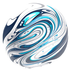 Swirl abstract art with blue and white