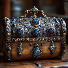 Antique chest with luxurious gemstone decoration High Resolution Picture