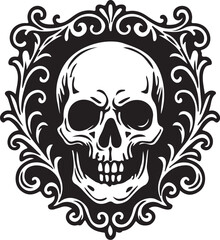 skull on black background