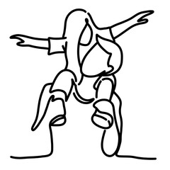 Father and daughter line art