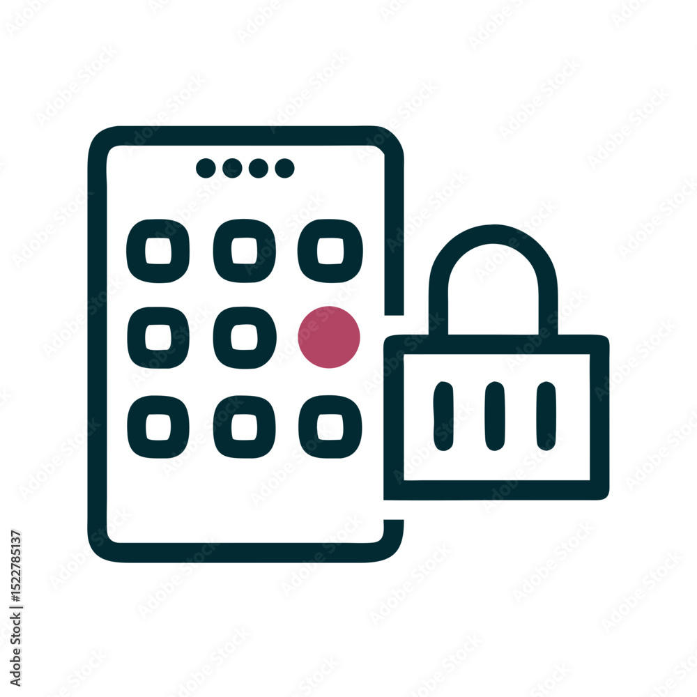 Poster digital lock interface with keypad and padlock icon design