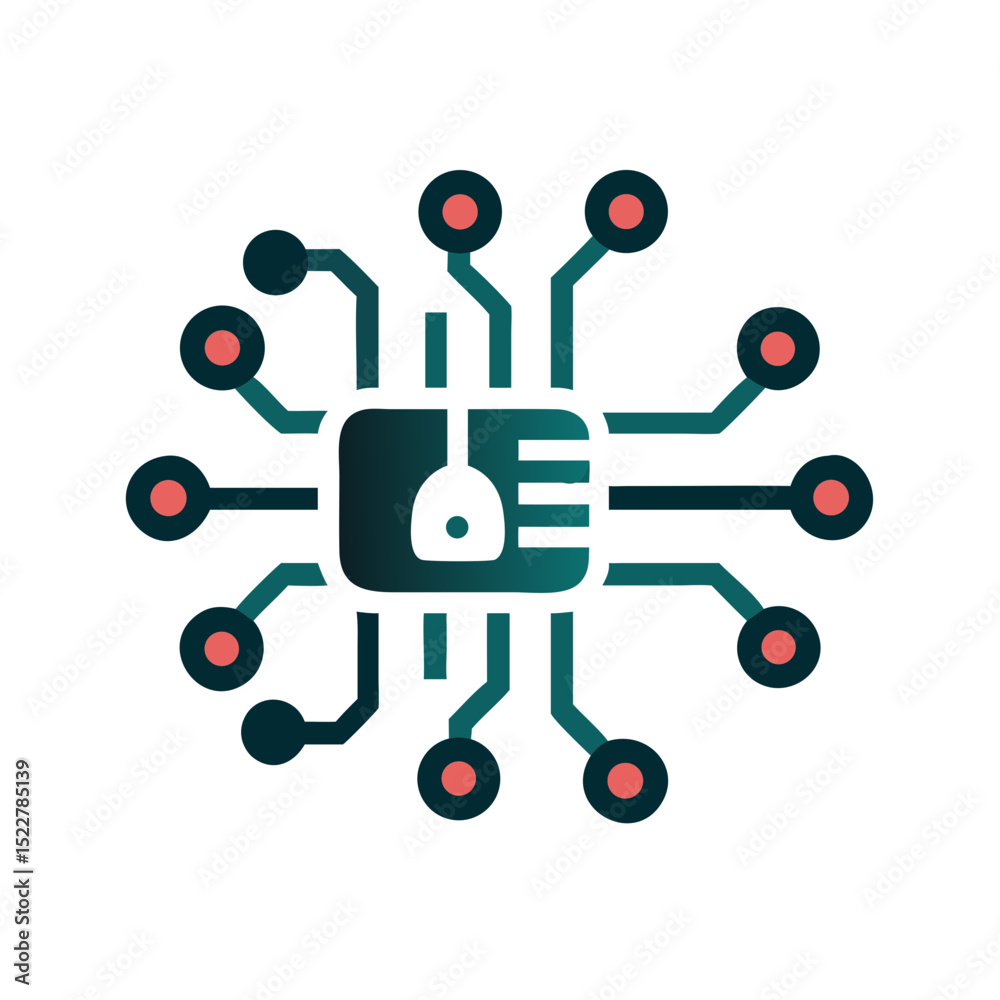 Poster digital circuit board design with microchip and connections
