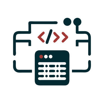 Abstract coding symbol with code elements in modern design  