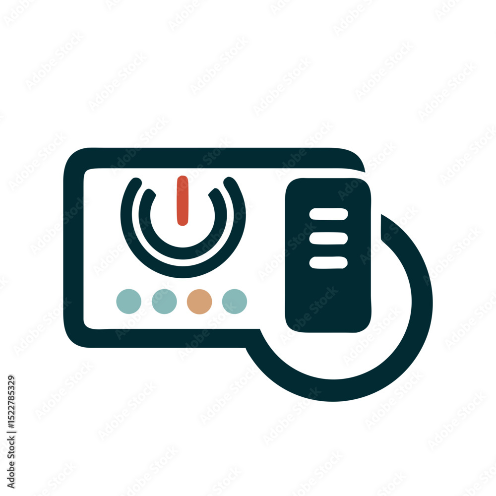 Poster abstract control panel with power button and user interface elements