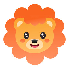 Obraz premium Cute cartoon baby lion head with a friendly smile. Adorable animal character illustration, great for children's designs or icons.