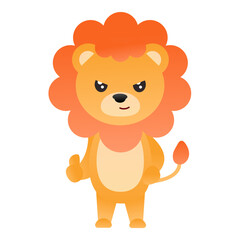 Cute cartoon baby lion standing and giving a thumbs up. Expressive animal character illustration, great for positive feedback or children's designs.
