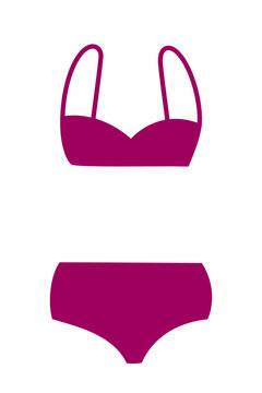Purple magenta two-piece bikini swimsuit with underwire bra top and high-waisted bottom isolated. Perfect for fashion catalogs websites ads swimwear stores vector illustration. High-res isolated PNG 