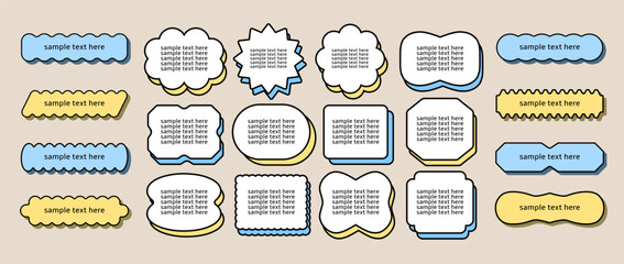 Cute Retro Comic Style Text Frame Set – Colorful Speech Bubble Label Design”