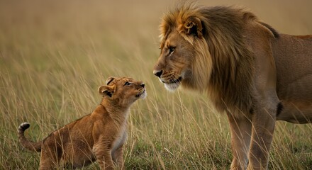 Majestic Lion and His Offspring