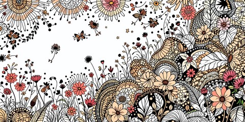 Abstract Tribal Art Pattern, Spring Theme Illustration