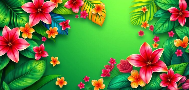 Vibrant tropical floral vector background, perfect for invitations & marketing, colorful background, flowers