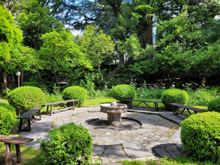 Schloss, Castel Pienzenau, Terrasse, Pavillion im Park, Meran, Südtirol, Italien, Europa