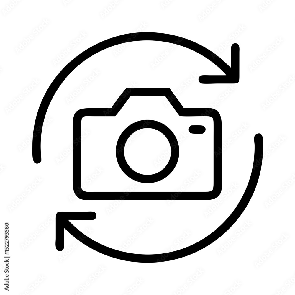 Poster camera icon with circular arrows representing refresh action