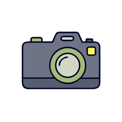 Simple camera illustration in minimalist design with green accents  