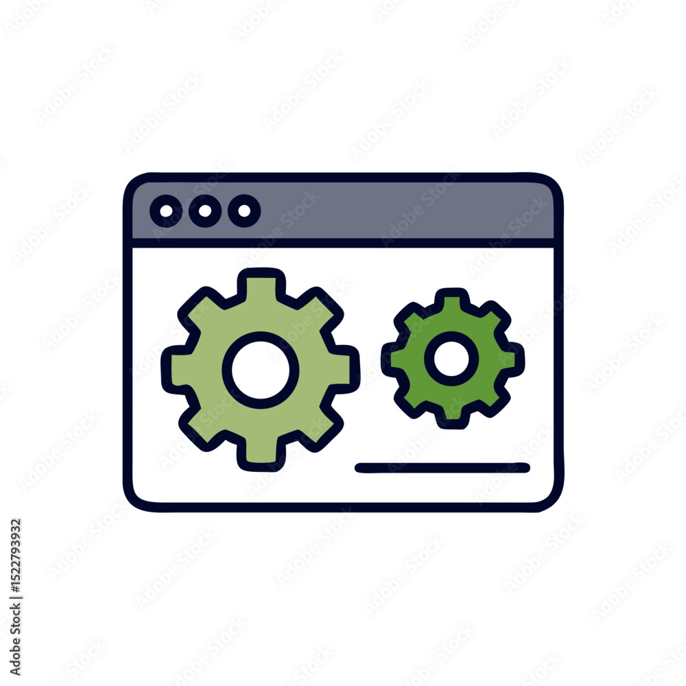 Poster web browser interface with gears for settings icon design