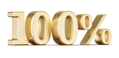 100 Percent Sign Golden 3D Number Discount