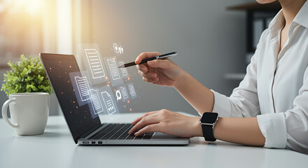 businessman working on laptop computer