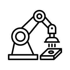 Robotic Arm with Magnet - Line Art Icon