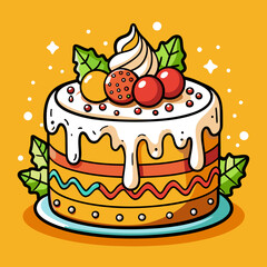 birthday cake with candles and flowers