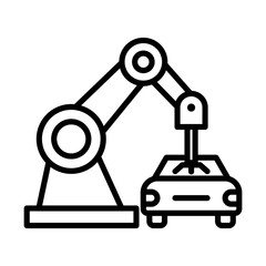 Car Cleaning Robotic Arm - Line Art Icon
