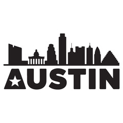 Fototapeta premium Vector Austin skyline. Travel Austin famous landmarks. Business and tourism concept for presentation, banner, web site. Vector black silhouette. with white background