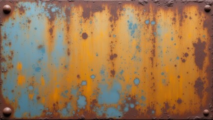Rusty metal surface with peeling paint, vintage industrial background for creative projects.